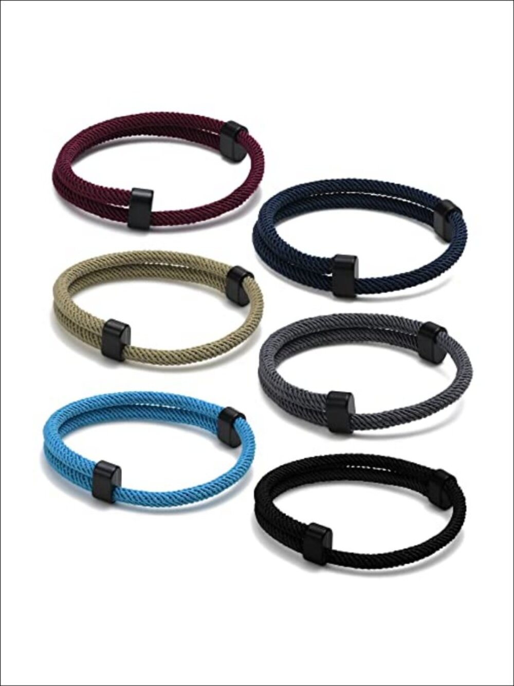 Nautical Braided Rope Bracelet Set Adjustable Nylon Marine Wristband Gift